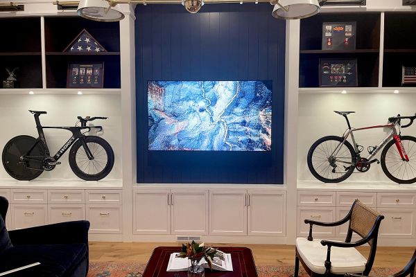 TV in a home office wall