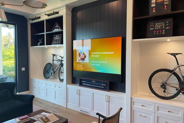 TV in a home office wall