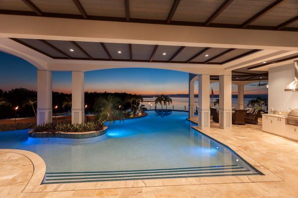 Coastal source outdoor lighting a pool